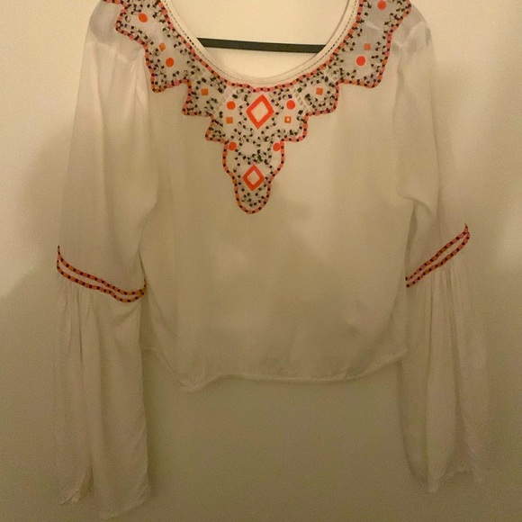 White Blouse with embroidery and beading - Picture 1 of 7
